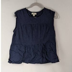 Style‎ & Co Cotton Tiered Tank Top Industrial Blue XS Layering Shirt Sleeveless